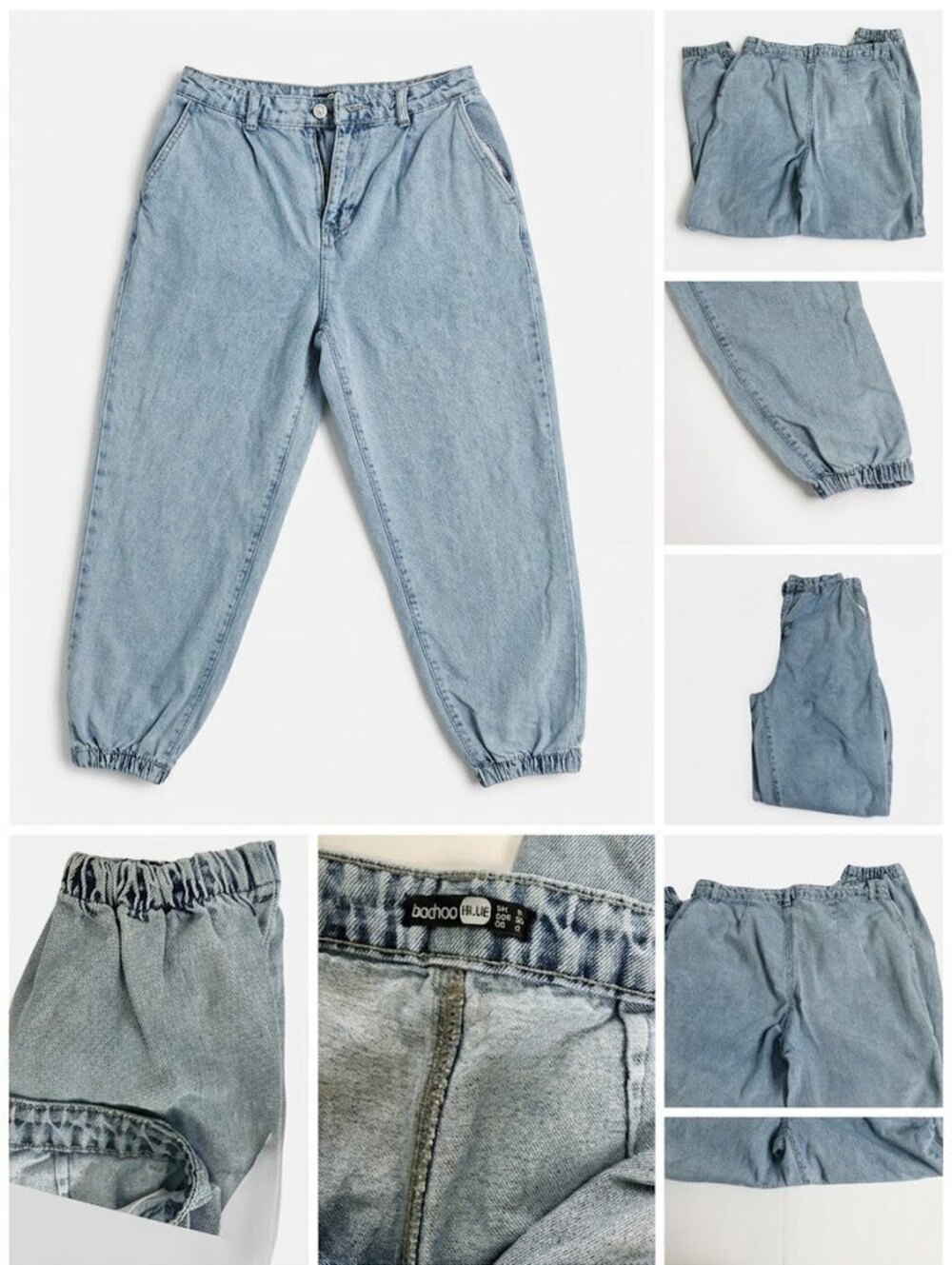 Boohoo Blue Acid Wash Denim Joggers Size US 4